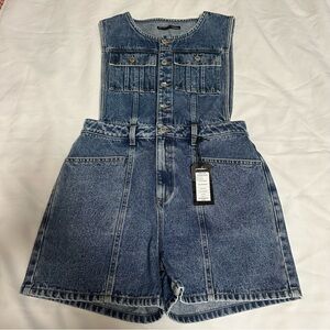 Denim Sleeveless Romper women's short size 12 CDI creative design round neck